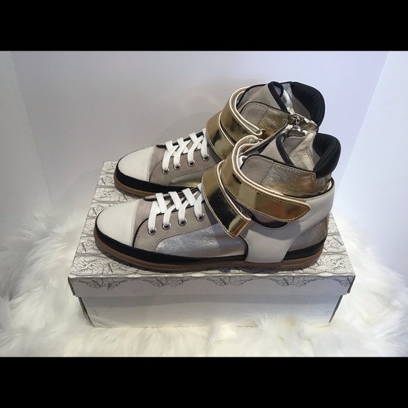 🎁 MAJE NIB GOLD HIGH TOP SNEAKERS SIZE 8 🎁 - Picture 3 of 12